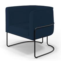 Poltrona Decorativa Fixa Base de Aço Preto Betina D02 Veludo Azul Oxford D-304 - Lyam Decor Poltrona Decorativa Fixa Base de Aço Preto Betina D02 Veludo Azul Oxford D-304 - Lyam Decor