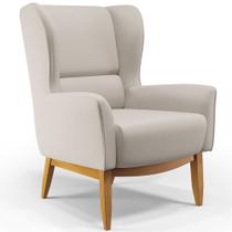 Poltrona Decorativa Fixa Base de Madeira Milena D02 Linho Cru C-443 - Lyam Decor