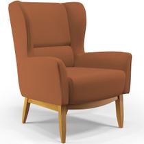 Poltrona Decorativa Fixa Base de Madeira Milena D02 Veludo Telha D-292 - Lyam Decor
