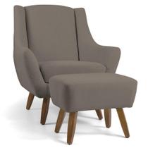 Poltrona Decorativa Fixa com Puff Pés de Madeira Juliet D02 Veludo Bege Escuro C-68 - Lyam Decor Poltrona Decorativa Fixa com Puff Pés de Madeira Juliet D02 Veludo Bege Escuro C-68 - Lyam Decor