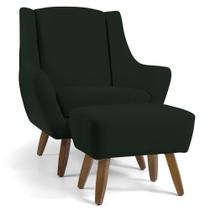 Poltrona Decorativa Fixa com Puff Pés de Madeira Juliet D02 Veludo Verde C-303 - Lyam Decor Poltrona Decorativa Fixa com Puff Pés de Madeira Juliet D02 Veludo Verde C-303 - Lyam Decor