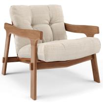 Poltrona Decorativa Fixa Para Sala Living Ikary L02 Canela Linho Palha - Lyam Decor