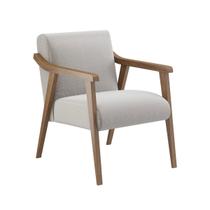 Poltrona Decorativa Flavia tecido linho cru madeira maciça cor Nogueira Poltrona Decorativa Flavia tecido linho cru madeira maciça cor Nogueira