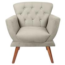 Poltrona Decorativa Florença Sala Recepção Suede Bege Poltrona Decorativa Florença Sala Recepção Suede Bege