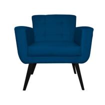 Poltrona Decorativa Geovana Pés Palito Tabaco Suede Azul Royal - DS Estofados Poltrona Decorativa Geovana Pés Palito Tabaco Suede Azul Royal - DS Estofados