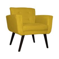 Poltrona Decorativa Geovana Suede Amarelo Pés Madeira Ms Decor