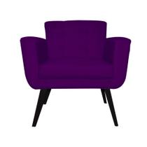 Poltrona Decorativa Geovana Suede Roxo Pés Madeira Mz Decor Poltrona Decorativa Geovana Suede Roxo Pés Madeira Mz Decor