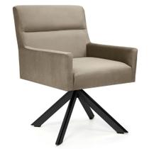 Poltrona Decorativa Giratória Base Eiffel Preto Angel B-68 Veludo Marrom - Domi