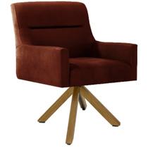 Poltrona Decorativa Giratória Base Giromad Madeira Angel B-417 Veludo Malbec - Domi
