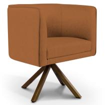 Poltrona Decorativa Giratória Base Giromad Madeira Betina B-262 Veludo Telha - Domi