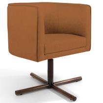 Poltrona Decorativa Giratória Base X Betina D02 Veludo Telha C-262 - Lyam Decor