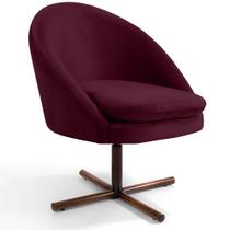 Poltrona Decorativa Giratória Base X Rafa C06 Veludo Marsala C-278 - Lyam Decor Poltrona Decorativa Giratória Base X Rafa C06 Veludo Marsala C-278 - Lyam Decor