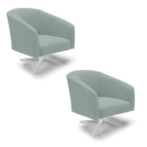Poltrona Decorativa Giratória Cromada Kit 2 Stella Cotelê Ext/veludo Menta D03 - D'rossi Poltrona Decorativa Giratória Cromada Kit 2 Stella Cotelê Ext/veludo Menta D03 - D'rossi