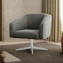 Poltrona Decorativa Giratória Cromada Stella Suede Grafite D03 - D'Rossi Poltrona Decorativa Giratória Cromada Stella Suede Grafite D03 - D'Rossi