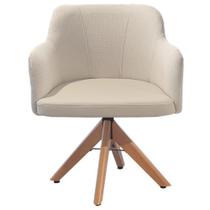 Poltrona decorativa Giratória KR Móveis R325 de Madeira Maciça encosto em espuma D28 tecido Blouche Bege Poltrona decorativa Giratória KR Móveis R325 de Madeira Maciça encosto em espuma D28 tecido Blouche Bege