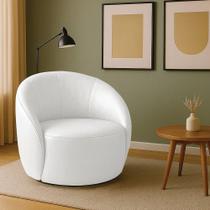 Poltrona Decorativa Giratória Lua D03 Orgânica Sintético Pu Branco D'Rossi