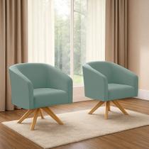 Poltrona Decorativa Giratória MA30 Kit 2 Stella Cotelê Ext/Veludo Menta D03 - D'Rossi Poltrona Decorativa Giratória MA30 Kit 2 Stella Cotelê Ext/Veludo Menta D03 - D'Rossi