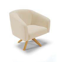 Poltrona Decorativa Giratória MA30 Stella Linho Areia D03 - D'Rossi Poltrona Decorativa Giratória MA30 Stella Linho Areia D03 - D'Rossi