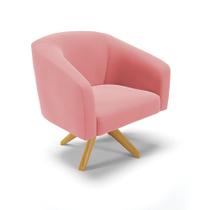 Poltrona Decorativa Giratória MA30 Stella Suede Rosê D03 - D'Rossi Poltrona Decorativa Giratória MA30 Stella Suede Rosê D03 - D'Rossi