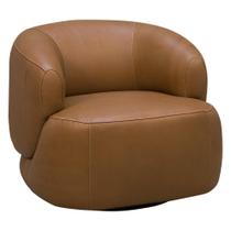 Poltrona Decorativa Giratória Orgânica Para Sala Living Begur L06 Couro Caramelo - Lyam Decor