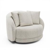 Poltrona Decorativa Giratória para Sala 122cm Kaly M22 Bouclê Branco - Mpozenato