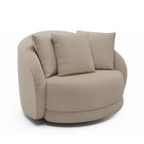 Poltrona Decorativa Giratória para Sala 122cm Kaly M22 Linho Cru - Mpozenato