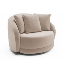 Poltrona Decorativa Giratória para Sala 122cm Kaly M22 Veludo Bege - Mpozenato