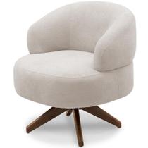 Poltrona Decorativa Giratória Sala De Estar Living Seven F04 Bouclê Cru - Lyam Decor
