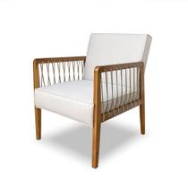 Poltrona Decorativa Haia Linho com Base Madeira Maciça - SSX Multicoisas Poltrona Decorativa Haia Linho com Base Madeira Maciça - SSX Multicoisas