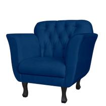 Poltrona Decorativa Helena Pés Luís XV Suede Azul Marinho - DS Estofados Poltrona Decorativa Helena Pés Luís XV Suede Azul Marinho - DS Estofados