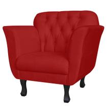 Poltrona Decorativa Helena Pés Luís XV Suede Vermelho - DS Estofados Poltrona Decorativa Helena Pés Luís XV Suede Vermelho - DS Estofados