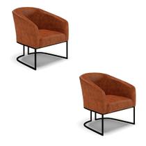 Poltrona Decorativa Industrial Preto Kit 2 Stella Sintético PU D03 - D'Rossi