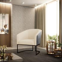 Poltrona Decorativa Industrial Preto Stella Preto/Linho Bege D03 - D'Rossi