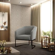 Poltrona Decorativa Industrial Preto Stella Suede Grafite D03 - D'Rossi