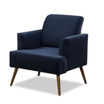 Poltrona Decorativa Iris Estofada Para Sala de Estar 7028 Veludo Azul Marinho Konfort Móveis