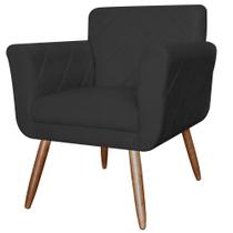 Poltrona Decorativa Isabela em Tressê Suede Preto - DS Estofados