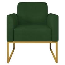 Poltrona Decorativa Isabella Base Industrial Suede Verde/Dourado G19 - Gran Belo