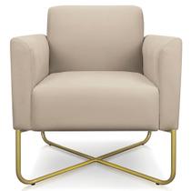 Poltrona Decorativa Isabella Base X Suede Bege/Dourado G19 - Gran Belo Poltrona Decorativa Isabella Base X Suede Bege/Dourado G19 - Gran Belo