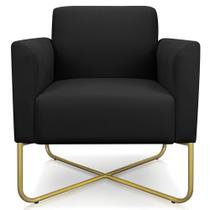 Poltrona Decorativa Isabella Base X Suede Preto/Dourado G19 - Gran Belo Poltrona Decorativa Isabella Base X Suede Preto/Dourado G19 - Gran Belo