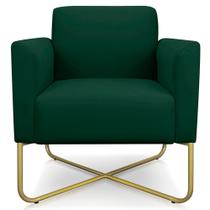 Poltrona Decorativa Isabella Base X Suede Verde/Dourado G19 - Gran Belo Poltrona Decorativa Isabella Base X Suede Verde/Dourado G19 - Gran Belo