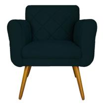 Poltrona Decorativa Isabella em Tressê Suede Azul Marinho - DS Móveis