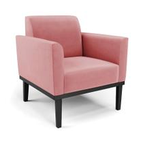 Poltrona Decorativa Isabella Pés Fixo em Madeira Preto Suede Rose G19 - Gran Belo Poltrona Decorativa Isabella Pés Fixo em Madeira Preto Suede Rose G19 - Gran Belo