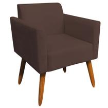 Poltrona Decorativa Isabella Pés Palito Madeira Suede Marrom G19 - Gran Belo Poltrona Decorativa Isabella Pés Palito Madeira Suede Marrom G19 - Gran Belo