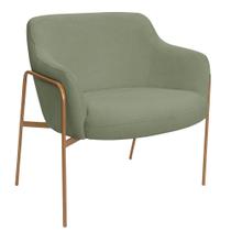 Poltrona Decorativa Jade Base Aço Ouro Fosco Bouclé Verde Claro - Nexta Casa