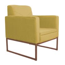 Poltrona Decorativa Jade Base De Ferro Dourado Suede Amarelo - INCASA DECOR