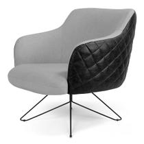 Poltrona Decorativa Jade Base Orby Fixa C-315 Corano Tressê Linho Cinza Claro - Domi