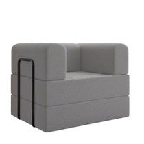 Poltrona Decorativa Japão Modular Sala Linho Para Sala linho Cinza Poltrona Decorativa Japão Modular Sala Linho Para Sala linho Cinza