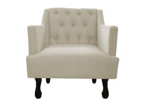 Poltrona Decorativa Julia Couro Bege Pés Madeira Ms Decor Poltrona Decorativa Julia Couro Bege Pés Madeira Ms Decor