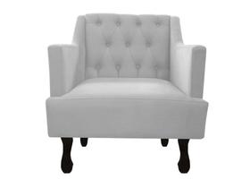 Poltrona Decorativa Julia Couro Branco Pés Madeira Mz Decor