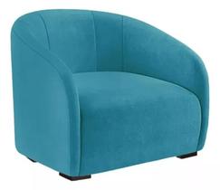 Poltrona Decorativa Julia Sala Recepção Suede Azul Turquesa - INCASA DECOR